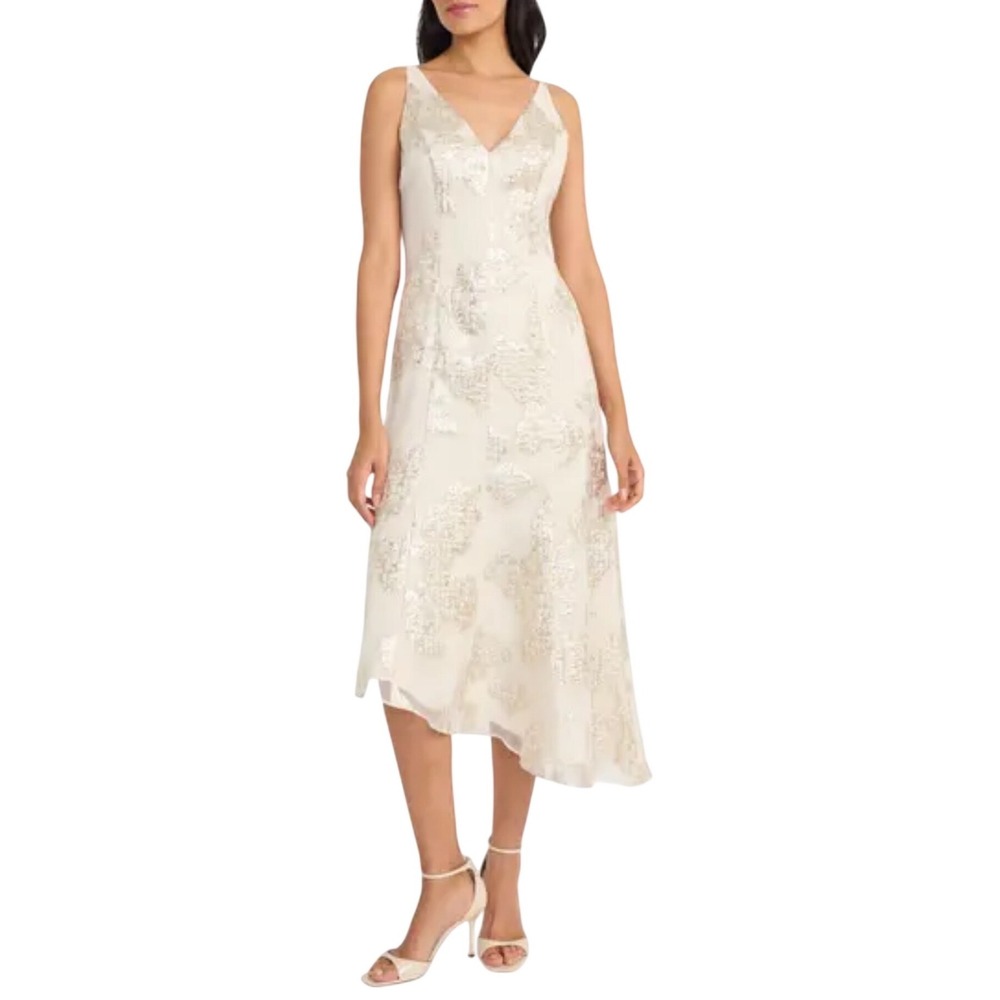 Maggy London Ivory Floral Midi Dress